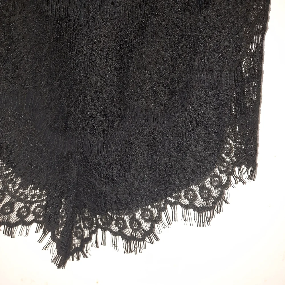 FREE PEOPLE Lace Mini Dress Slip Bodycon Eyelash Lace Halter Black LBD XS 0 2 - Picture 8 of 10